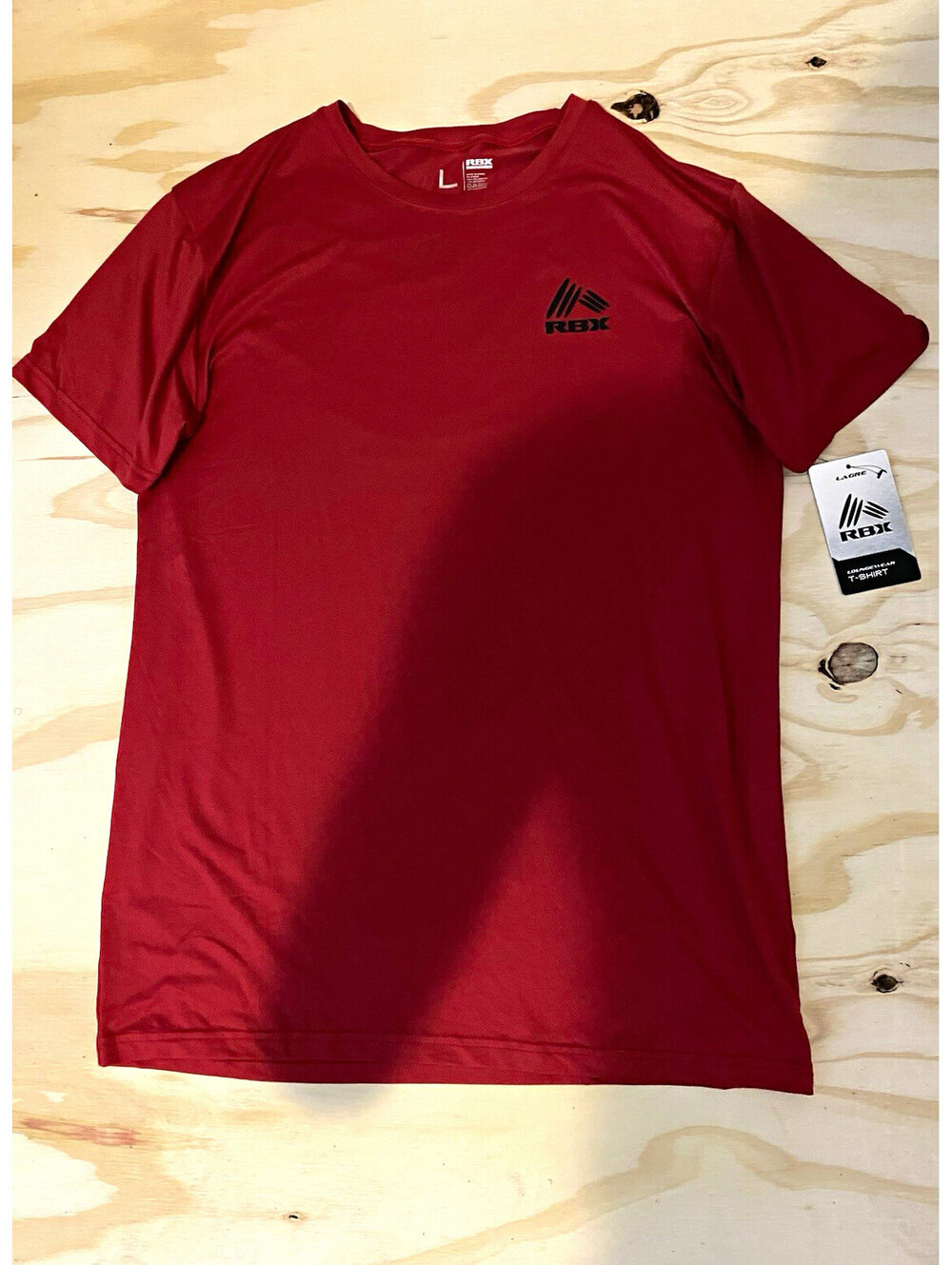 RBX Men's L Short Sleeve Crew Neck T-Shirt Polyester/Spandex Regular Fit Red